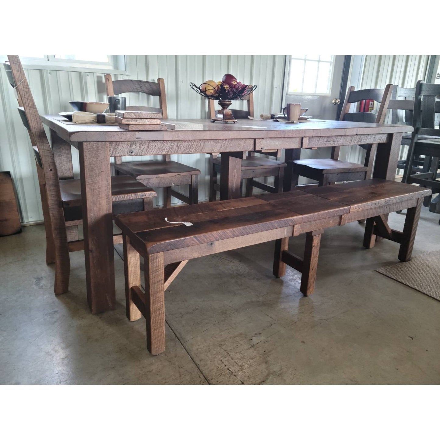 Reclaimed Barn Wood Dining Table Set