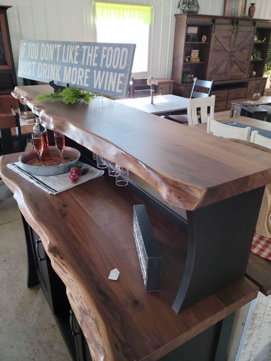 Live Edge Hand Crafted Wine Buffet, Made in the USA with Free Shipping!