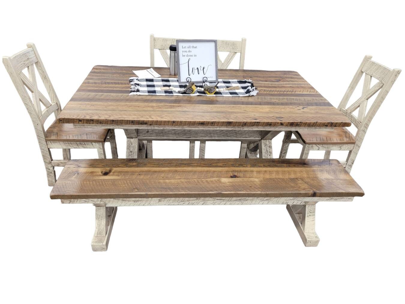 Western Railway Reclaimed Wooden Dining Table Set