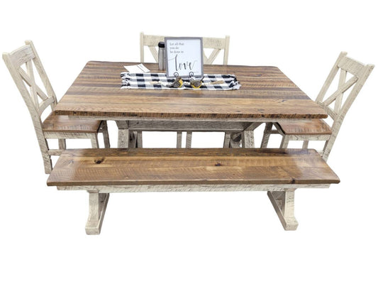 Western Railway Reclaimed Wooden Dining Table Set