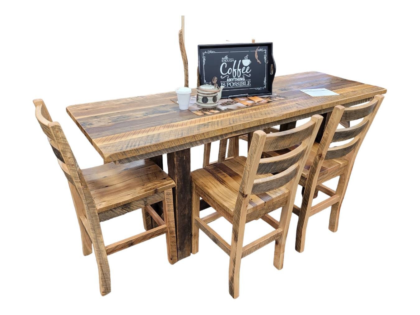 Timberland 7 Piece Reclaimed Barn Wood Table Set