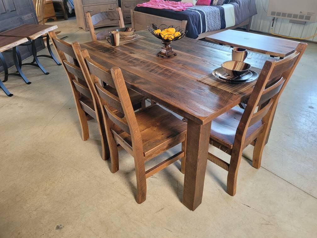 Reclaimed Pioneer Barnwood Dining Table Set, Made in the U.S.A., with Free Shipping!