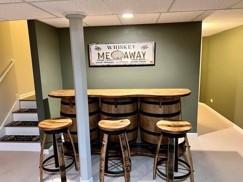 3 Barrel Whiskey Bar, Burnt Hickory, Free Shipping, Made in the USA!