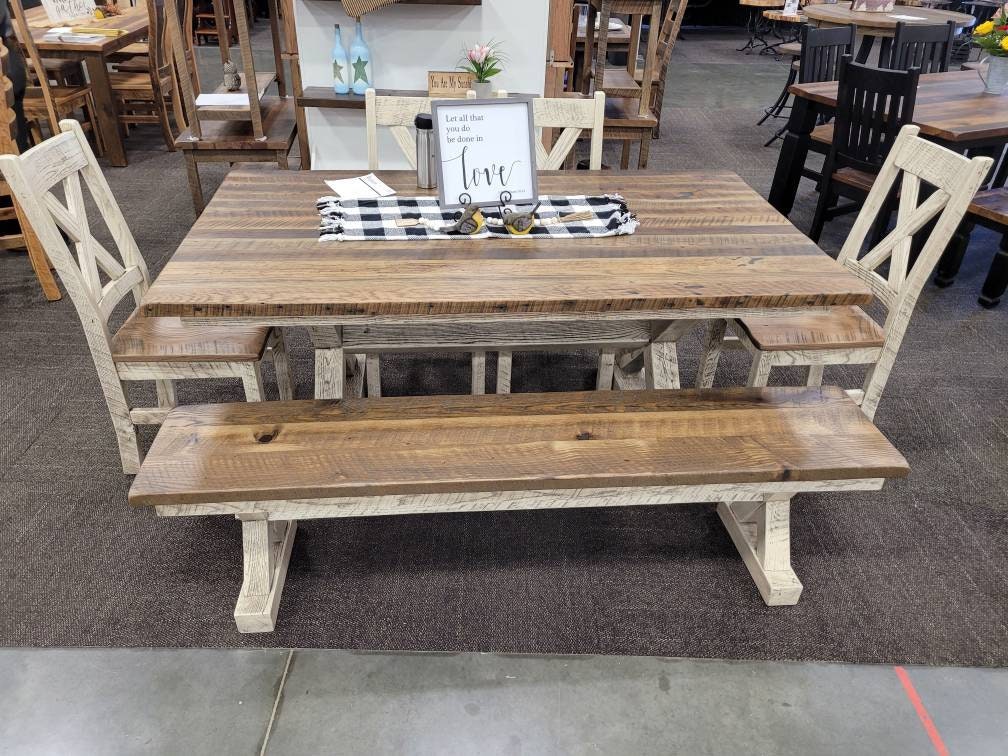 Western Railway Reclaimed Wooden Dining Table Set