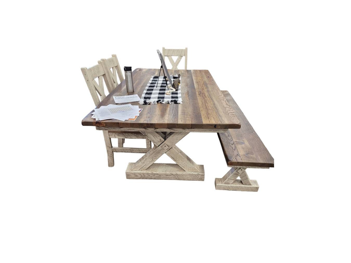 Western Railway Reclaimed Wooden Dining Table Set
