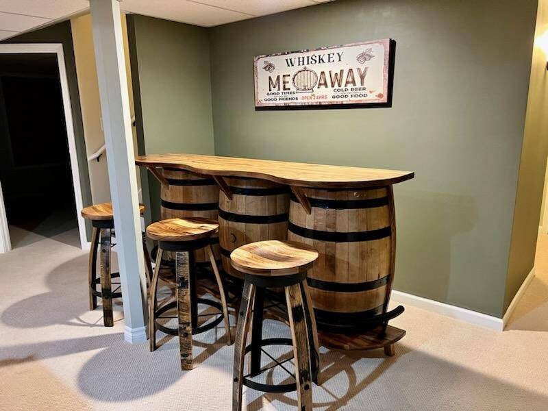 3 Barrel Whiskey Bar, Burnt Hickory, Free Shipping, Made in the USA!