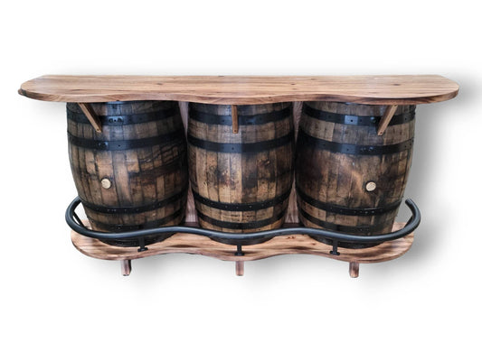 3 Barrel Whiskey Bar, Burnt Hickory, Free Shipping, Made in the USA!