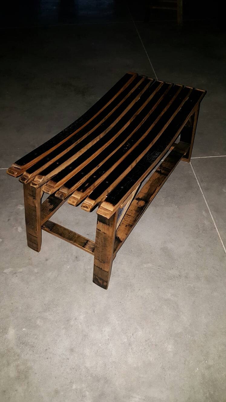 Whiskey Barrel Stave Bench, FREE Shipping Made in the USA!