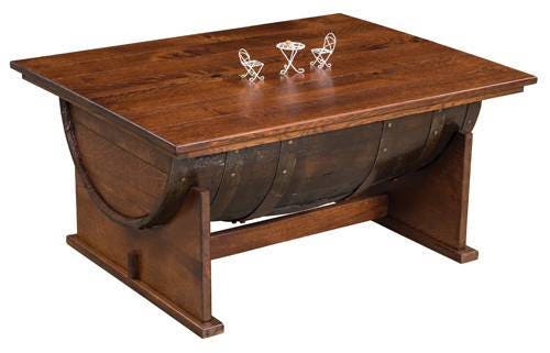 Whiskey Barrel Coffee Table, Lift Top, No Assembly Required