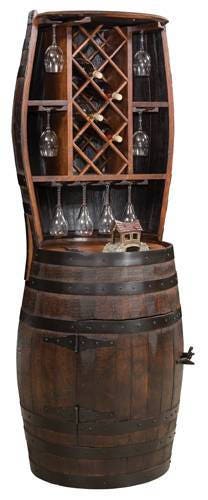 Whiskey Barrel Hutch, White Oak Stained Dark, Jack Daniels, Bourban Barrel