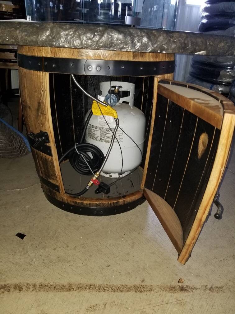 Whiskey Barrel Fire pit with Concrete Top, Patio Fire Pit