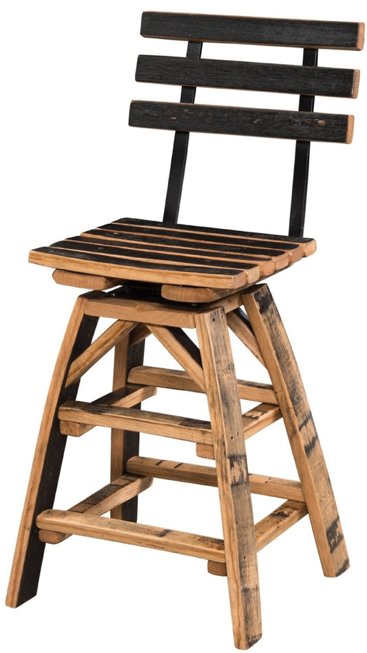 Whiskey Barrel Stave Bar Stools with Swivel Seats - Made Entirely Of Whiskey Barrel Staves - Free Shipping, Made in the USA!