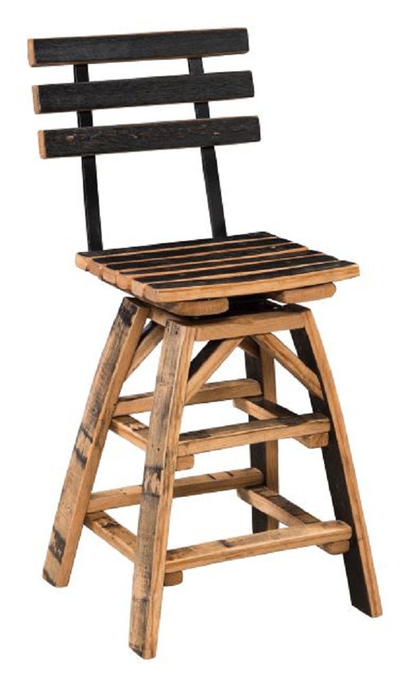 Whiskey Barrel Stave Bar Stools with Swivel Seats - Made Entirely Of Whiskey Barrel Staves - Free Shipping, Made in the USA!