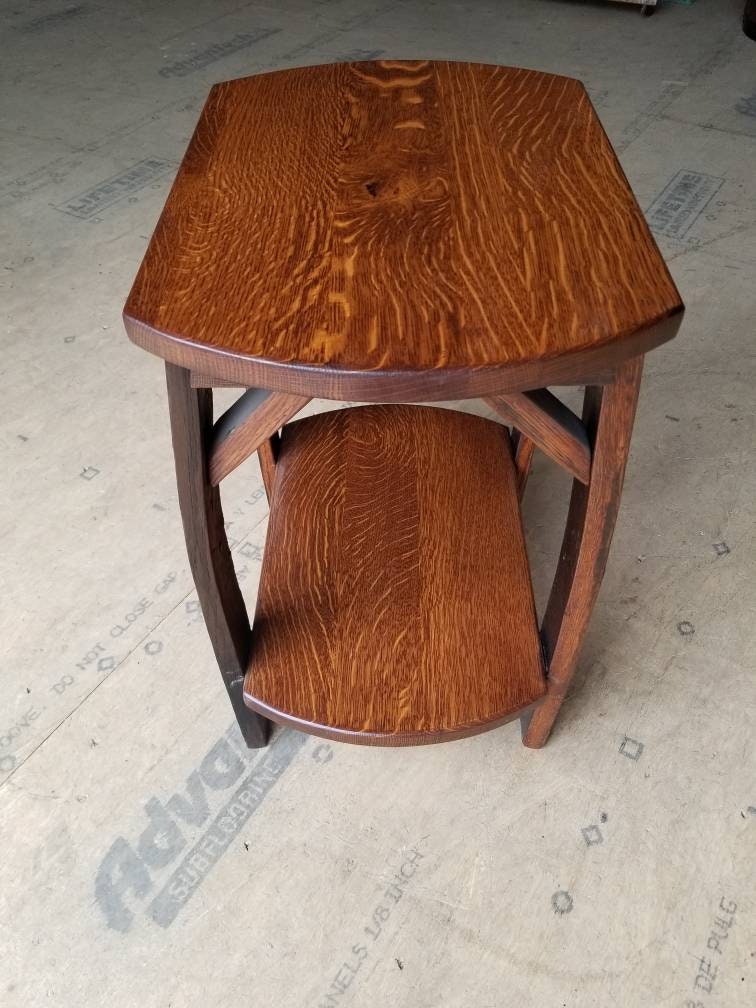 End Table with Authentic Whiskey Barrel Stave Legs, Free Shipping!