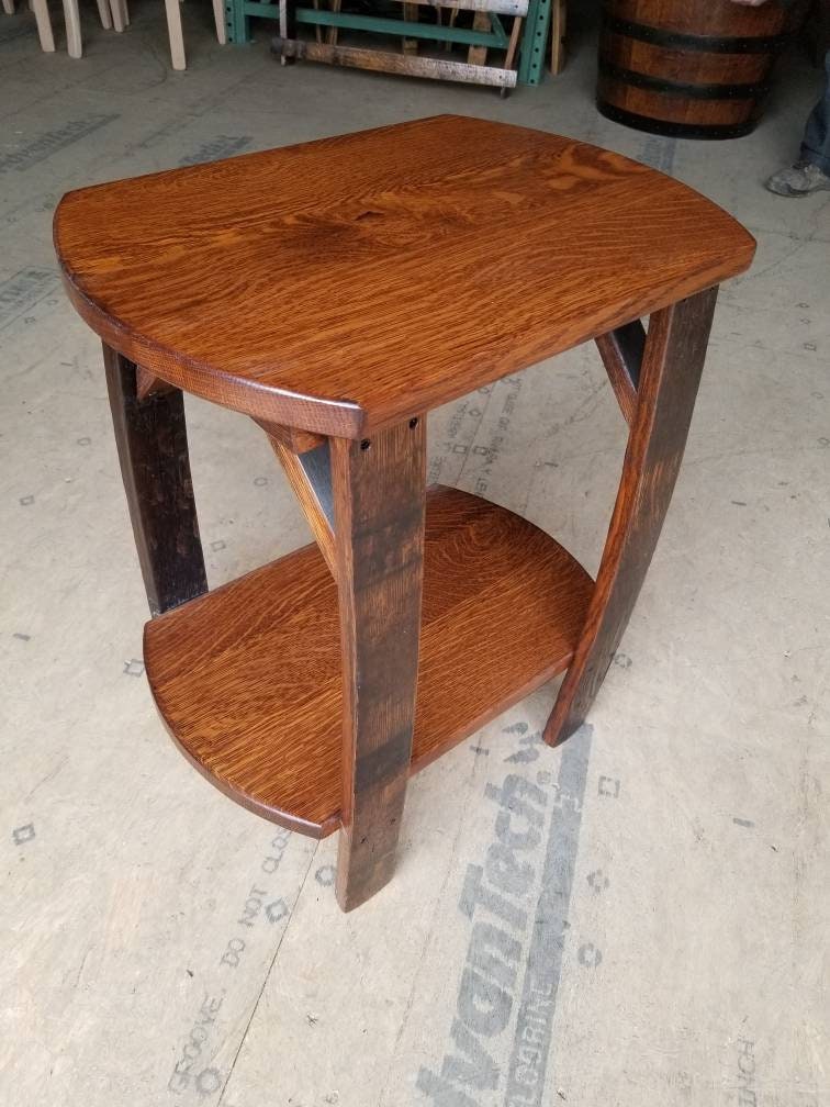 End Table with Authentic Whiskey Barrel Stave Legs, Free Shipping!