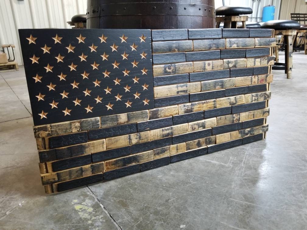 Whiskey Barrel Stave American Flag – 21” x 41”