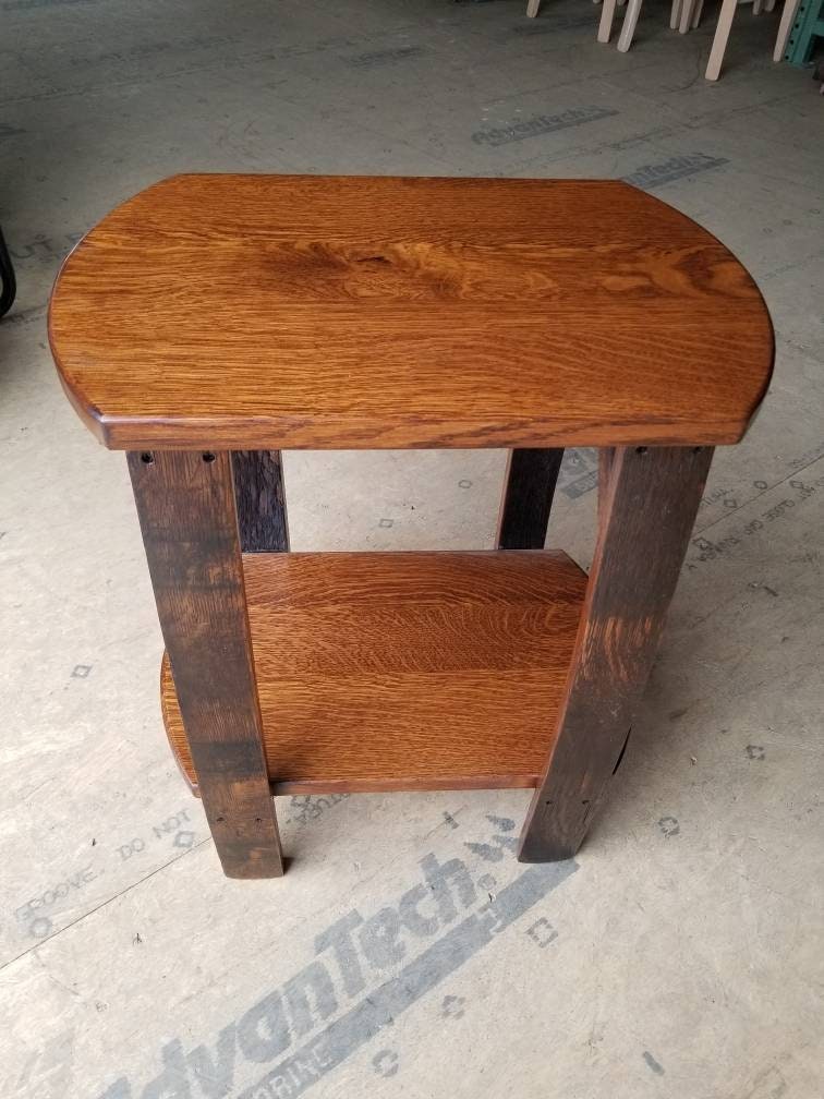 End Table with Authentic Whiskey Barrel Stave Legs, Free Shipping!