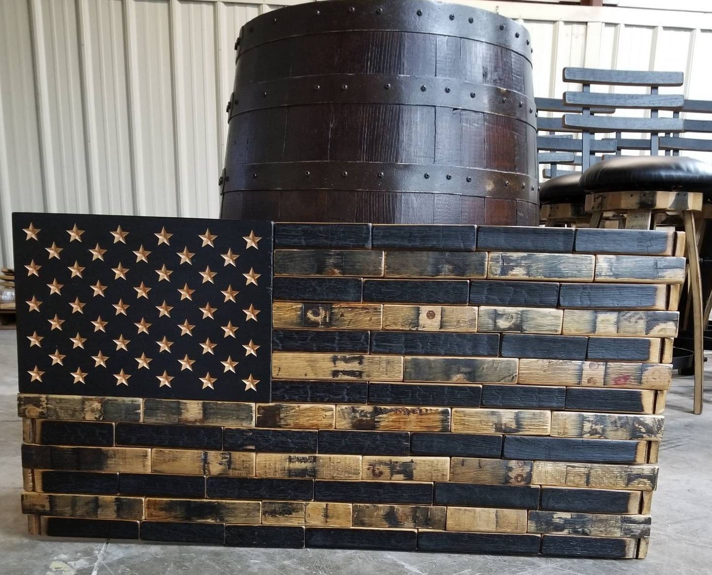 Whiskey Barrel Stave American Flag – 21” x 41”