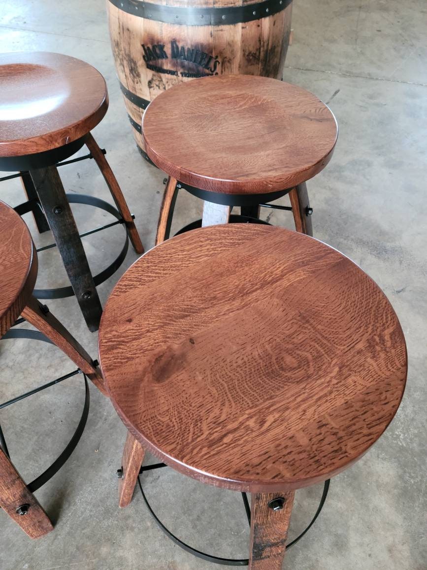 Whiskey Barrel Stave Bar Stool with Wooden Swivel Seat, FREE SHIPPING - Made in the USA!!