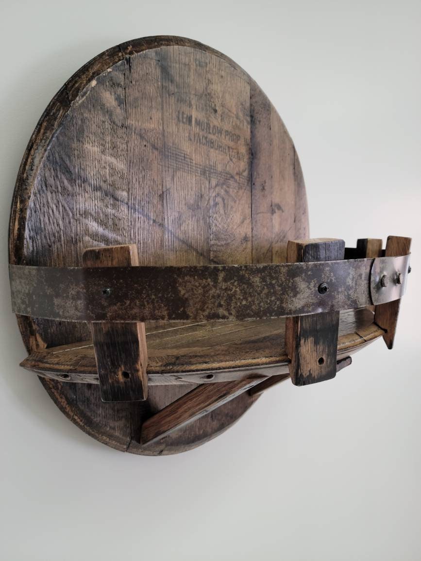 Bourbon Whiskey Barrel Head Shelf, Free Shipping, Made in the U.S.A.