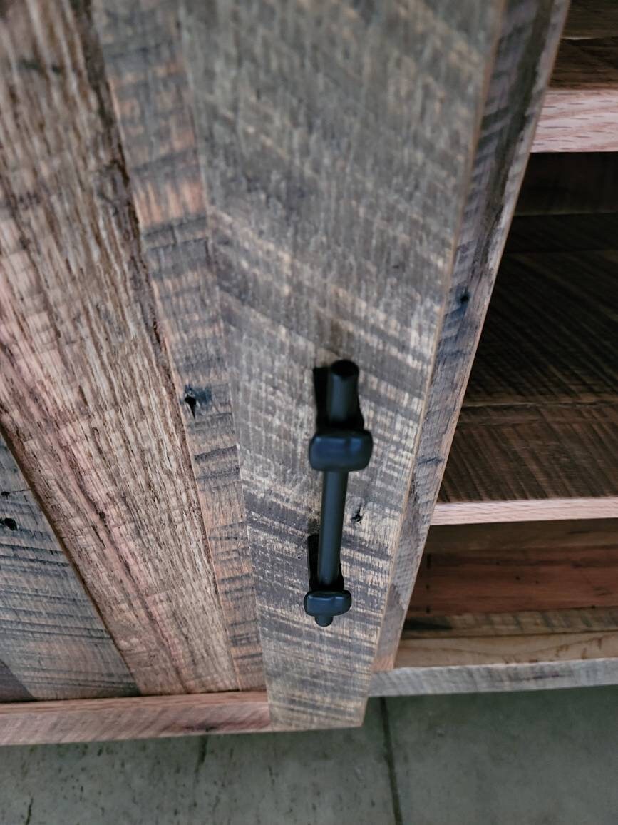 Reclaimed Barnwood Entertainment Center, TV Stand. Authentic, Beautiful Solid Amish Built 60"long X 20" deep X 34" tall, Free Shipping