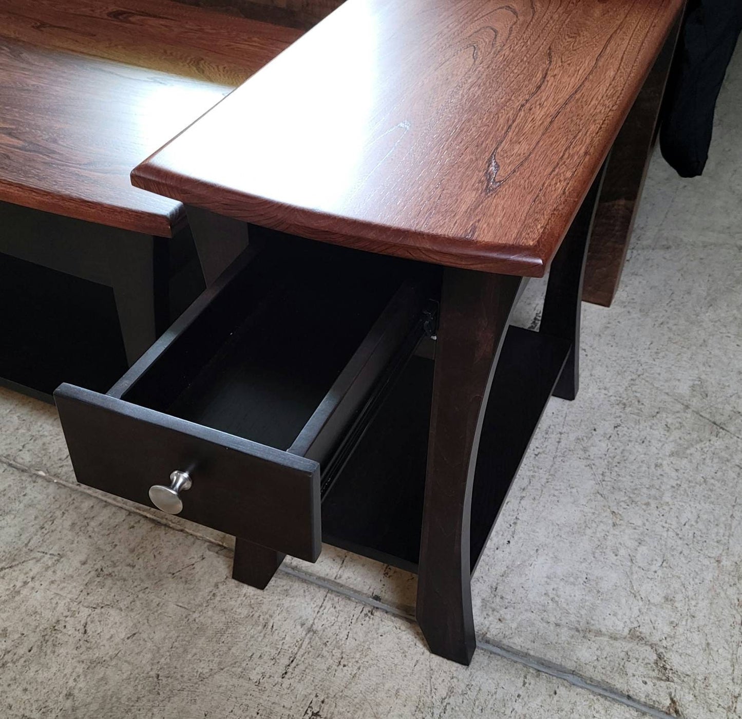 Roseberry End Table with Drawer and Shelf, Elm Top with Maple Base, Hand Built in the USA! Free Shipping