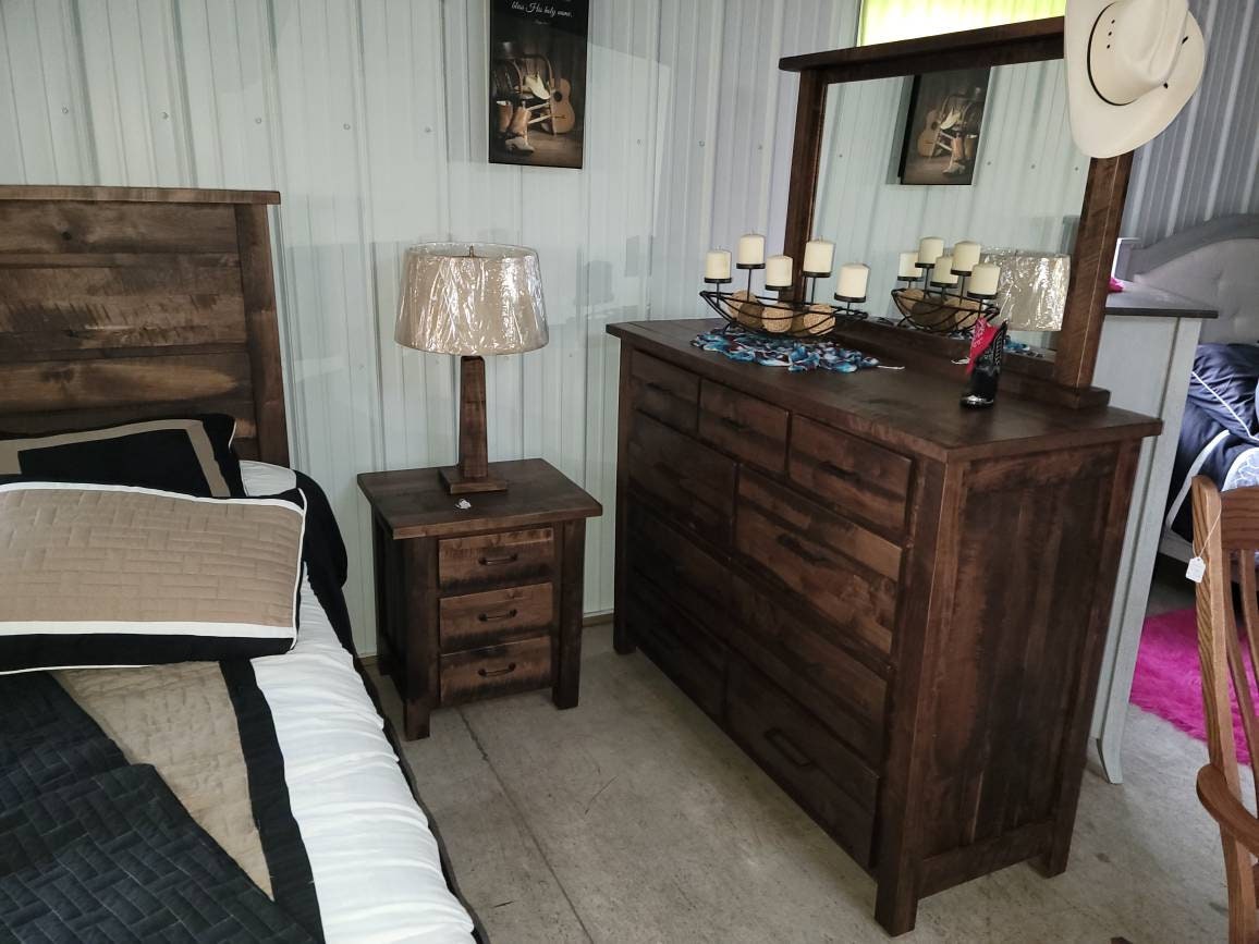 Country Mission 5 pc. Rough Sawn Maple Bedroom Set , Includes Bed, Dresser, Nightstand, Chest of Drawers, & Mirror - Free Shipping