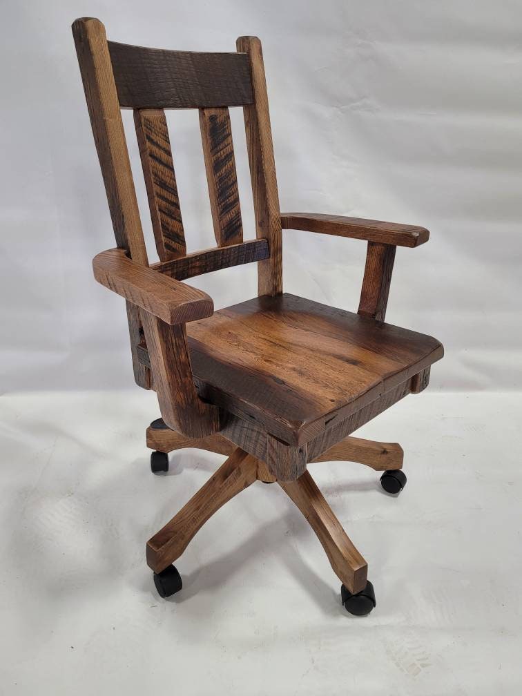Reclaimed Barnwood Lumber Desk Chair, Very Heavy Duty, Free Shipping!