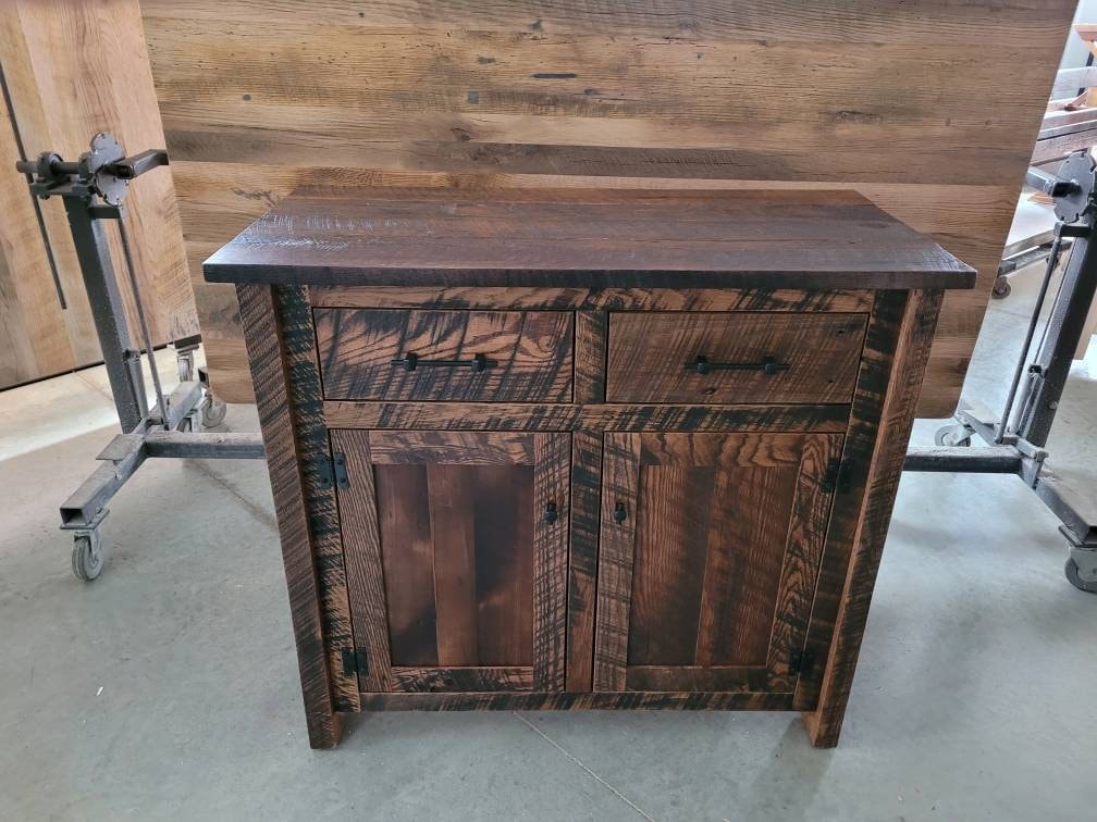 Reclaimed Barnwood Hannock Server Buffet, Solid Amish Built 40"long X 19" deep X 36" tall, Free Shipping - Quick Ship!