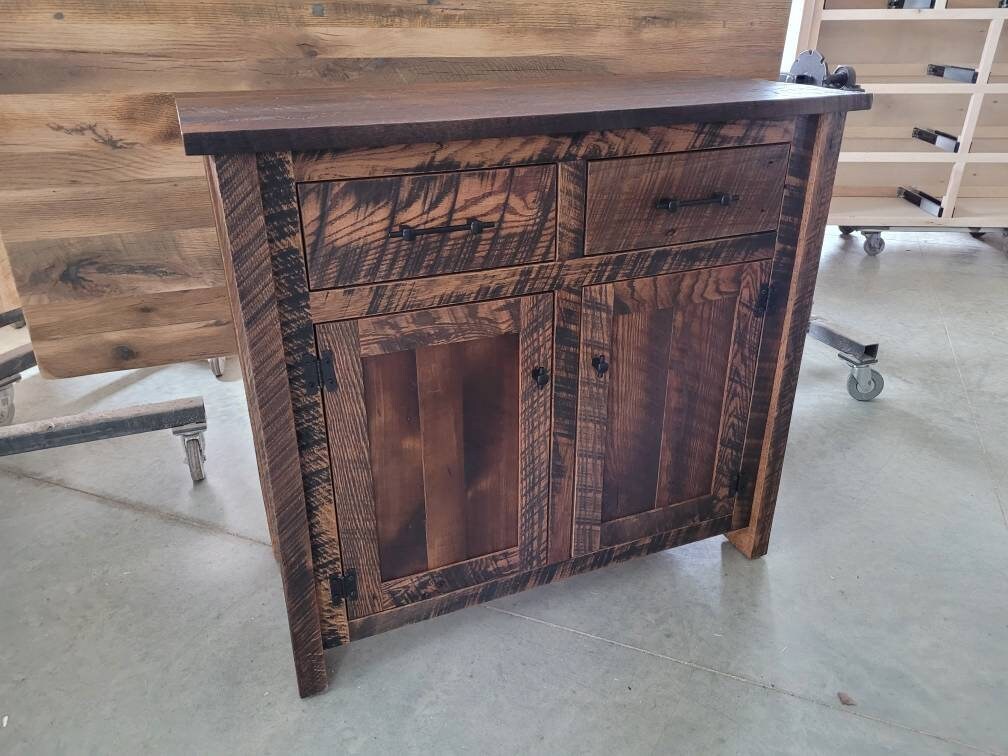 Reclaimed Barnwood Hannock Server Buffet, Solid Amish Built 40"long X 19" deep X 36" tall, Free Shipping - Quick Ship!