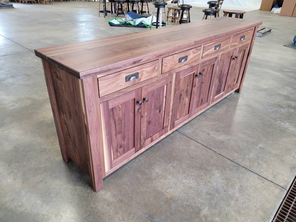 Walnut Sideboard Buffet Amish Built Rustic Walnut Buffet Made in the USA with Free Shipping!