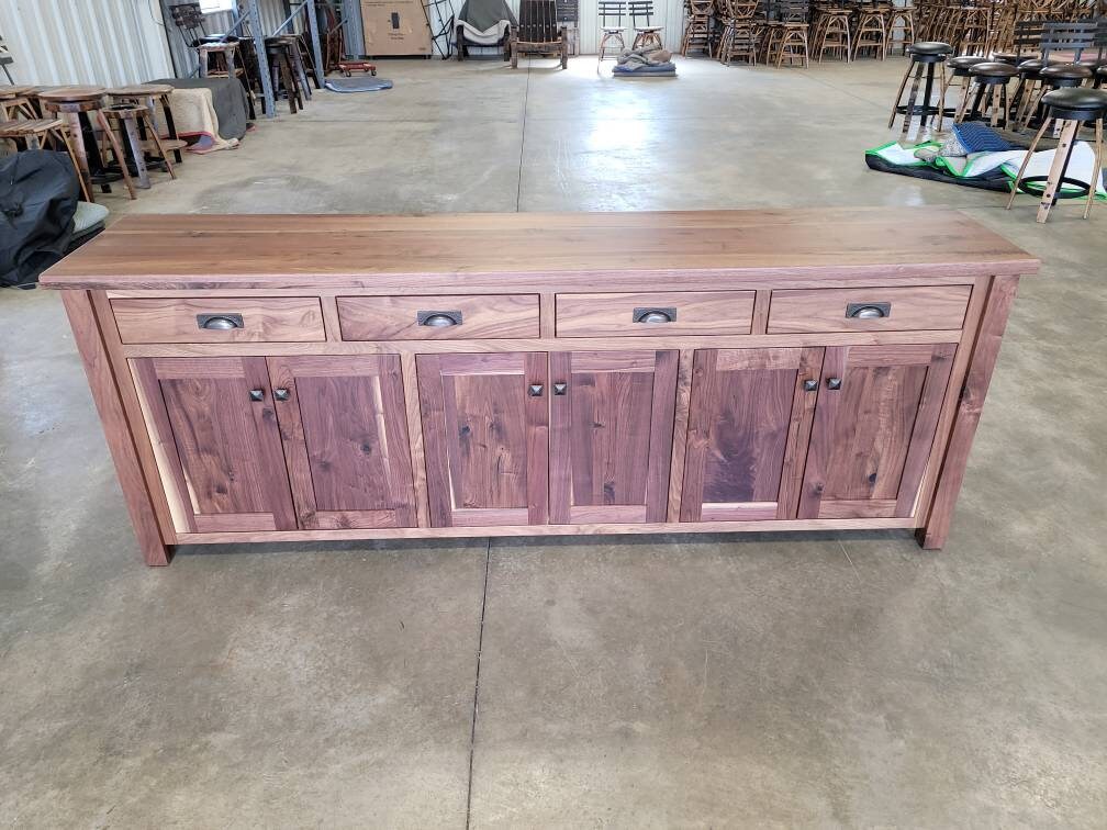 Walnut Sideboard Buffet Amish Built Rustic Walnut Buffet Made in the USA with Free Shipping!