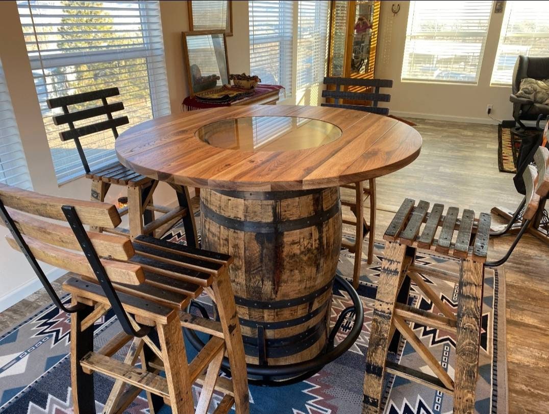 Whiskey Barrel Stave Bar Stools - Made Entirely Of Whiskey Barrel Staves, FREE SHIPPING - Made in the U.S.A!!