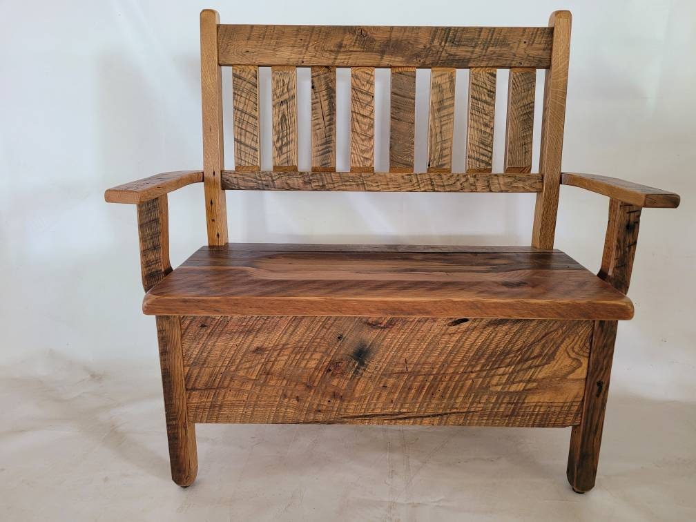 Reclaimed Barnwood Bench with Storage, Free Shipping - Made in the USA!