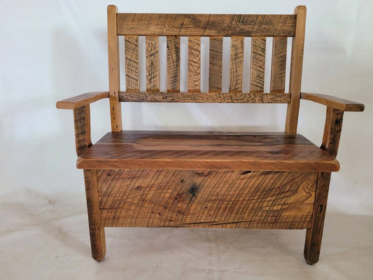 Reclaimed Barnwood Bench with Storage, Free Shipping - Made in the USA!