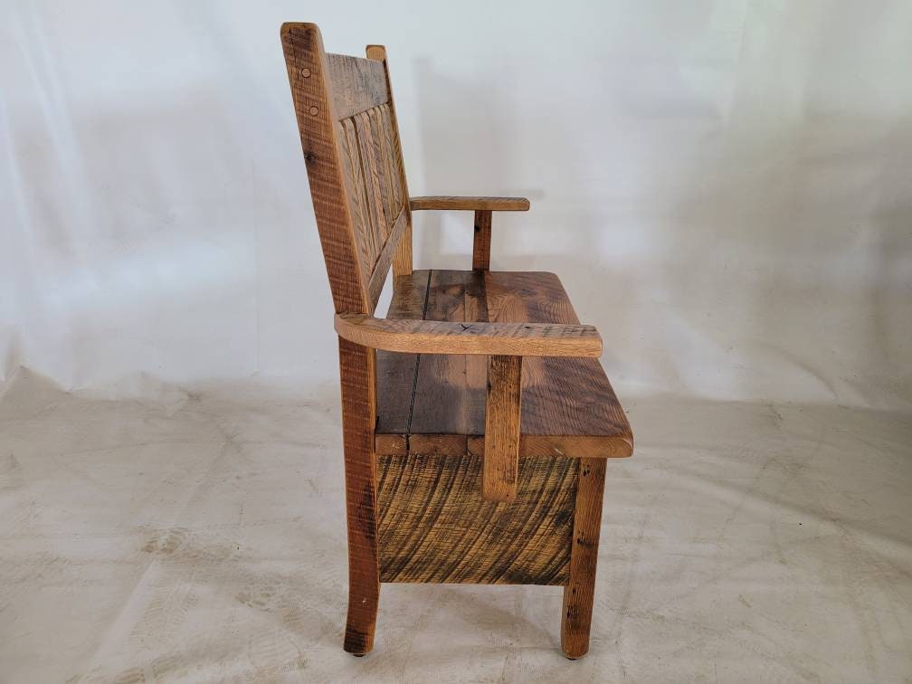 Reclaimed Barnwood Bench with Storage, Free Shipping - Made in the USA!