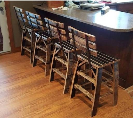 Whiskey Barrel Stave Bar Stools - Made Entirely Of Whiskey Barrel Staves, FREE SHIPPING - Made in the U.S.A!!