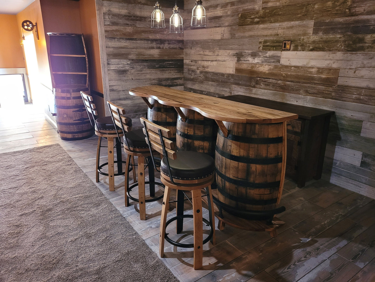 Whiskey Barrel Bar Bourbon Barrel Bar, Burnt Hickory Bar