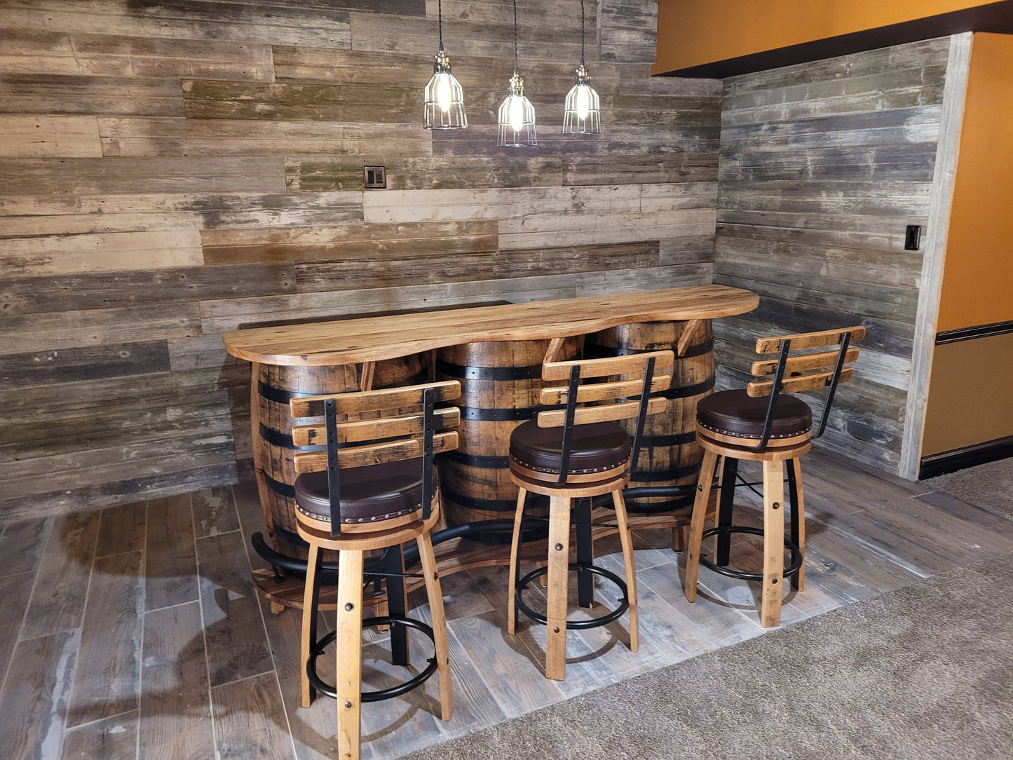 Whiskey Barrel Bar Bourbon Barrel Bar, Burnt Hickory Bar