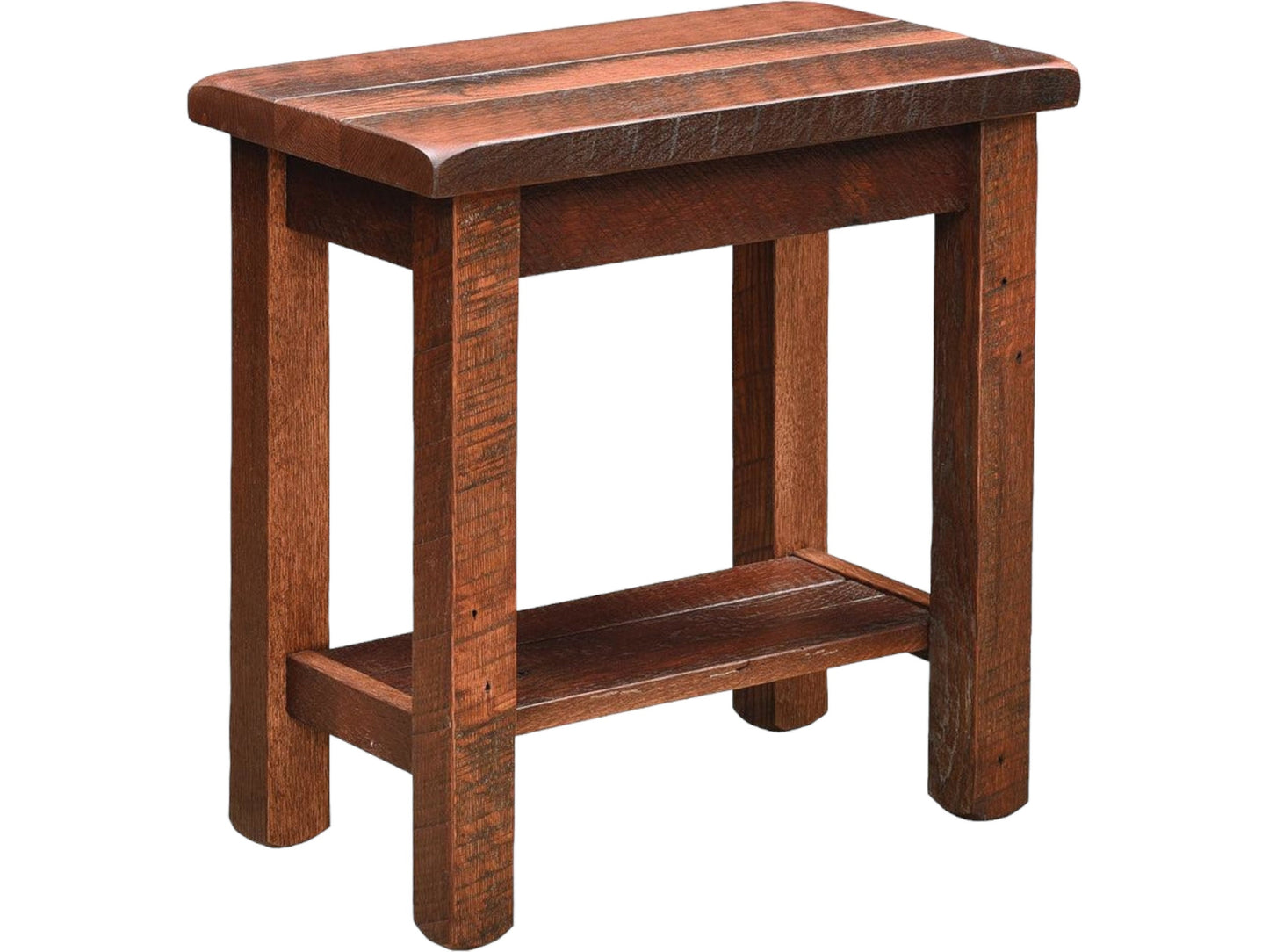 Reclaimed Barn Wood Chairside End Table with Shelf, Hand Built in the USA! Free Shipping