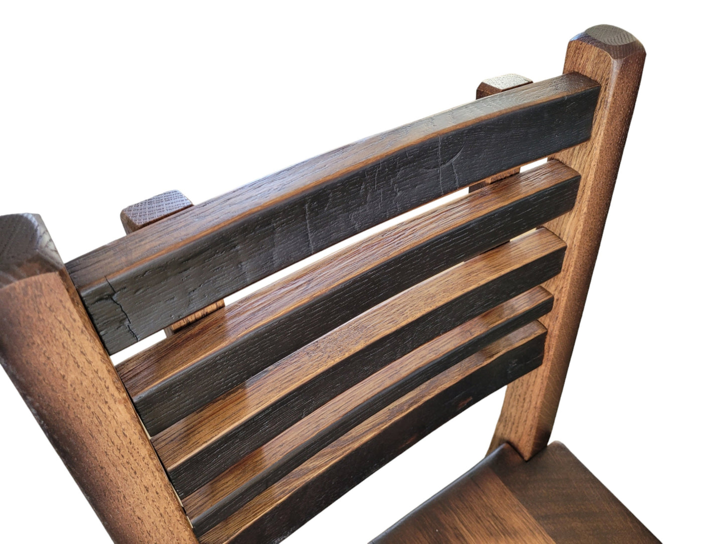 Buffalo Trace® Whiskey Barrel, Table Top (Reclaimed Barn Wood)with Glass Inlay, Metal Footrest, 4 Reclaimed Stave Chairs - Free Shipping!