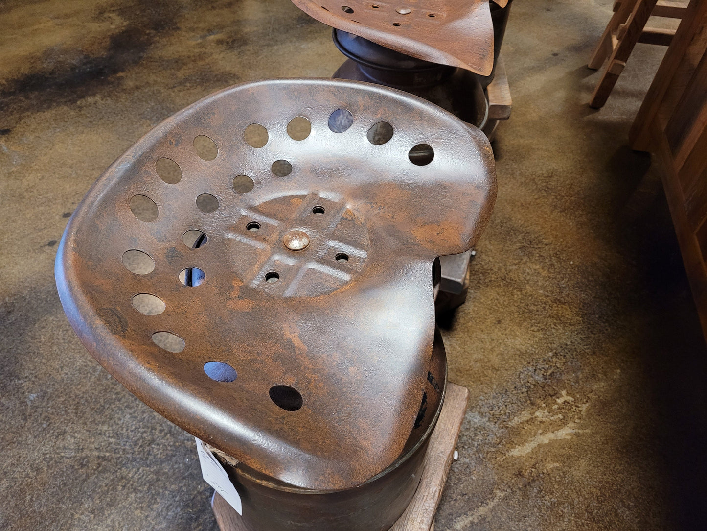 Authentic Amish Milk Can Bar Stool with Tractor Seat and Reclaimed Barn Wood Base, 30" Bar Height