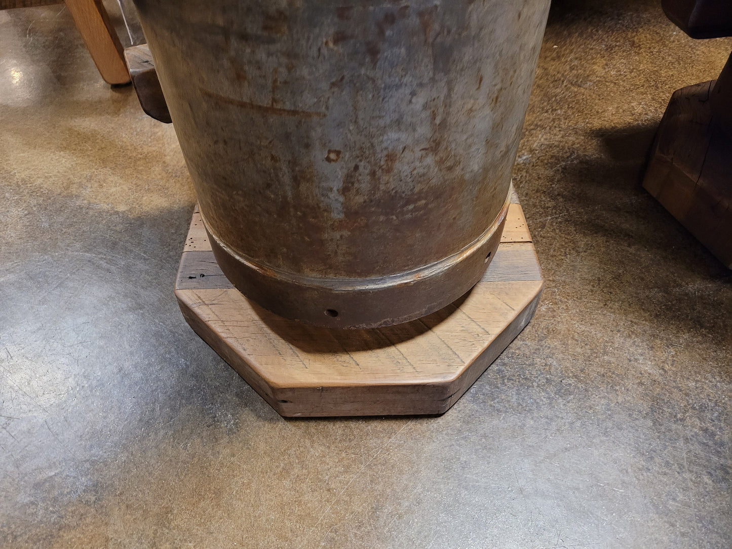 Authentic Amish Milk Can Bar Stool with Tractor Seat and Reclaimed Barn Wood Base, 30" Bar Height