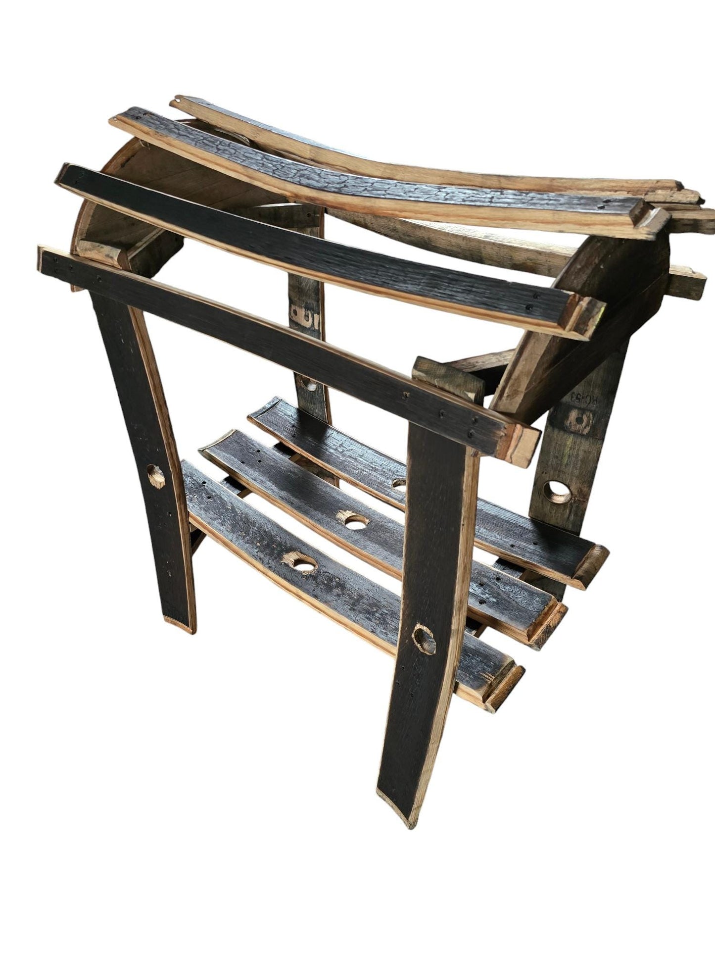 Whiskey Barrel Stave Saddle Stand - Free Shipping