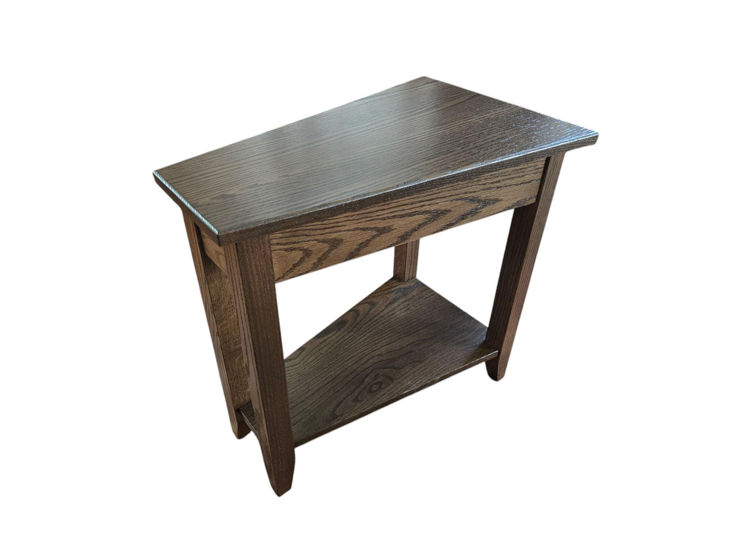 Wedge End Table With Storage Under Top, Made of Solid Red Oak - Free Shipping!