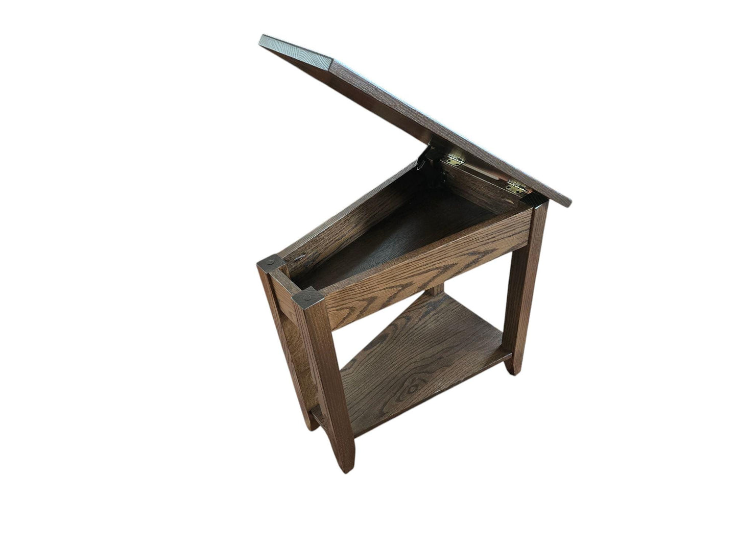 Wedge End Table With Storage Under Top, Made of Solid Red Oak - Free Shipping!