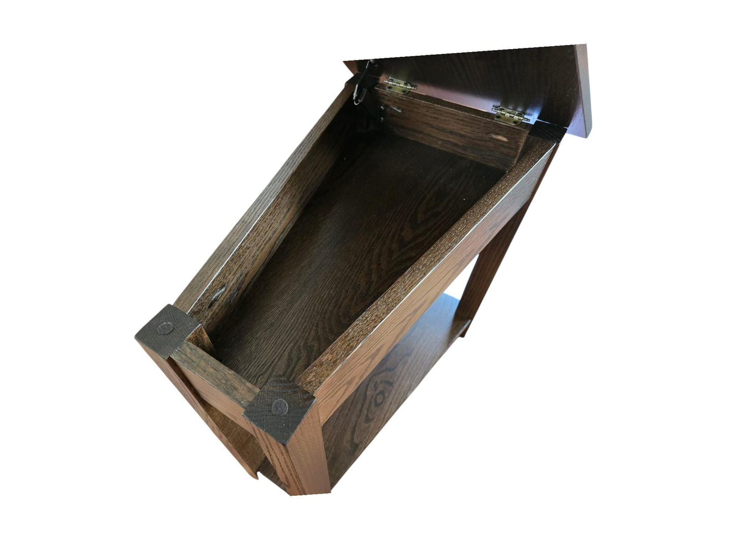 Wedge End Table With Storage Under Top, Made of Solid Red Oak - Free Shipping!