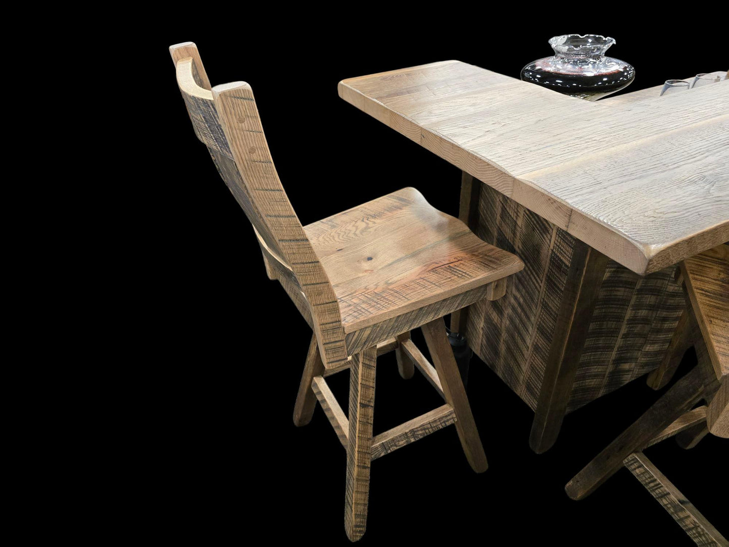 Reclaimed Barn Wood Bar and Bar Stools