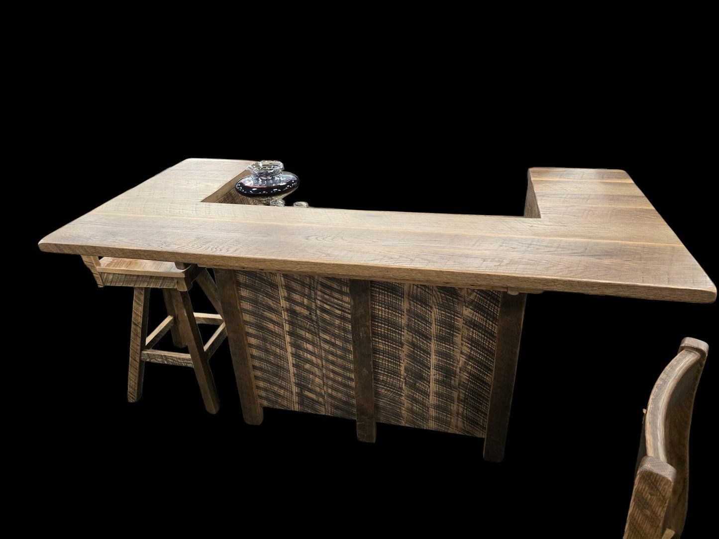 Reclaimed Barn Wood Bar and Bar Stools