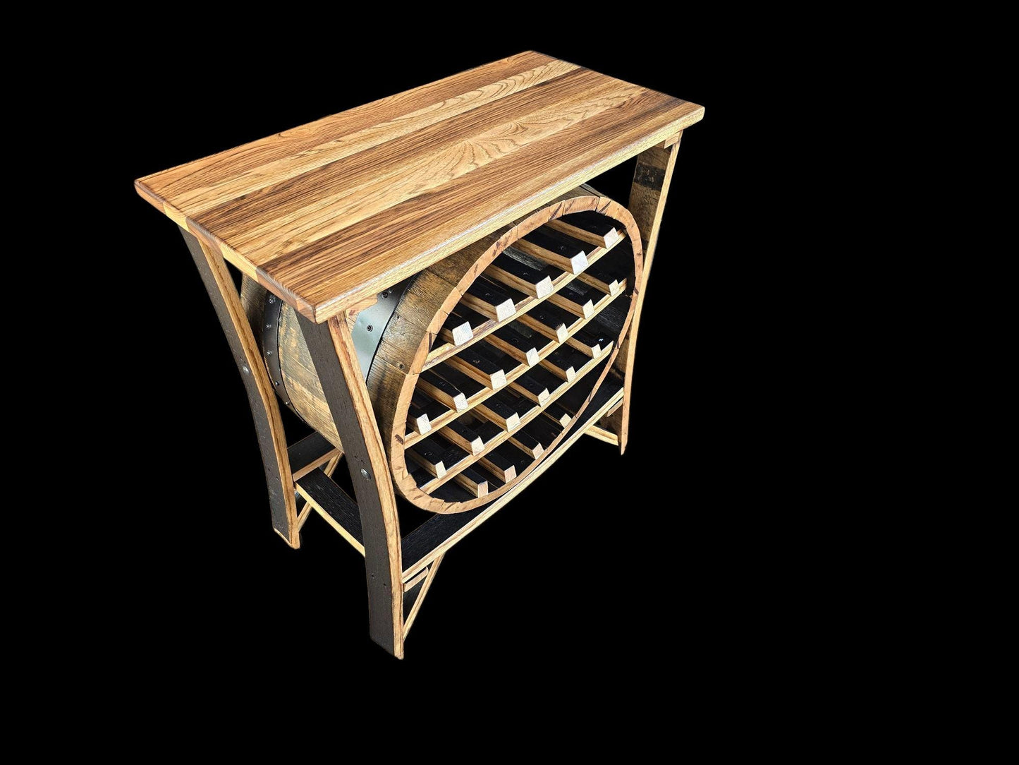 Whiskey Barrel Wine Rack Made From Authentic  Whiskey Barrels - Burnt Hickory